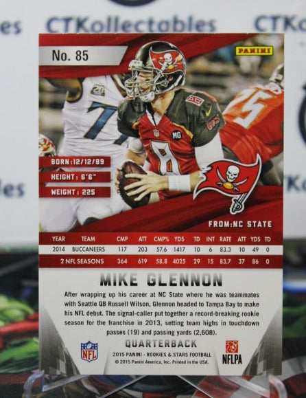 2015 PANINI ROOKIE & STARS MIKE GLENNON # 85 NFL TAMPA BAY BUCCANEERS GRIDIRON  CARD