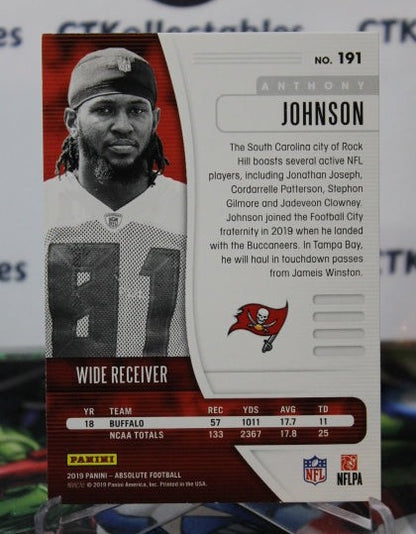 2019 PANINI ABSOLUTE ANTHONY JOHNSON # 191 ROOKIE NFL TAMPA BAY BUCCANEERS GRIDIRON  CARD