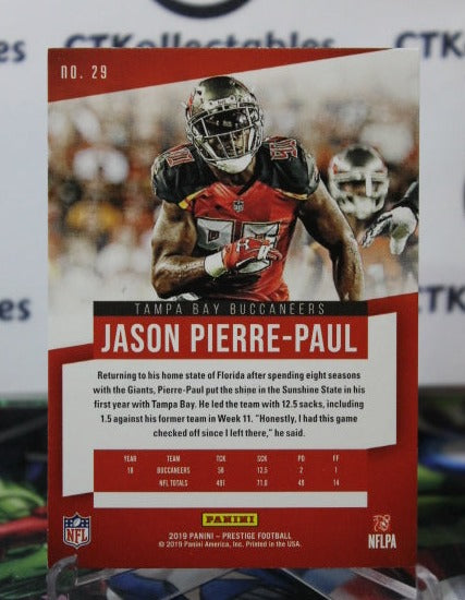 2019 PANINI PRESTIGE JASON PIERRE-PAUL # 29 NFL TAMPA BAY BUCCANEERS GRIDIRON  CARD