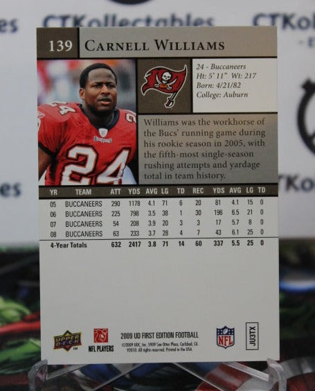 2009 UPPER DECK CARNELL WILLIAMS # 139 SILVER NFL TAMPA BAY BUCCANEERS GRIDIRON  CARD