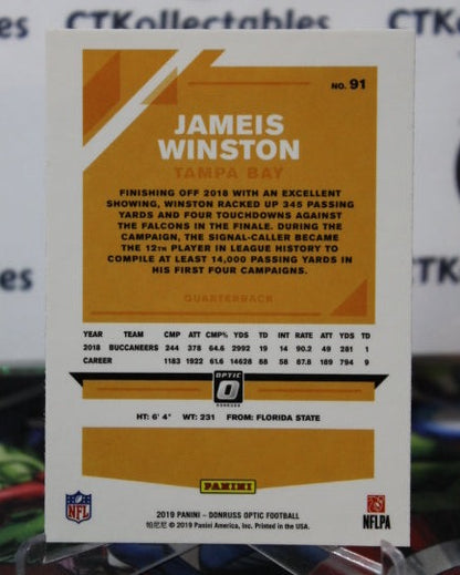 2019 PANINI DONRUSS OPTIC JAMEIS WINSTON # 91 NFL TAMPA BAY BUCCANEERS GRIDIRON  CARD