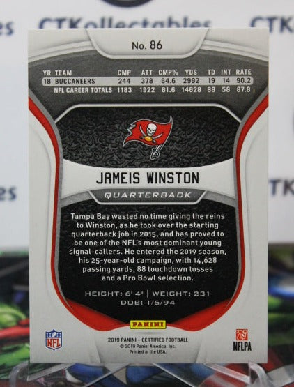 2019 PANINI CERTIFIED JAMEIS WINSTON # 86 NFL TAMPA BAY BUCCANEERS GRIDIRON  CARD