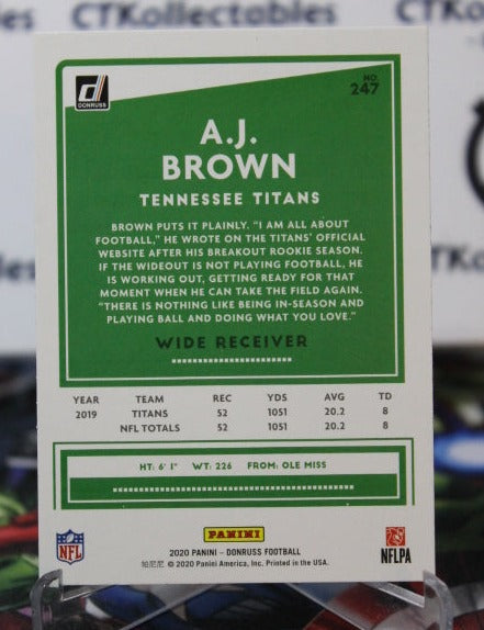 2020 PANINI DONRUSS A.J. BROWN  # 247  NFL TENNESSEE TITANS GRIDIRON  CARD