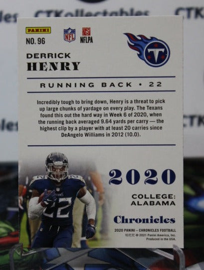 2020 PANINI CHRONICLES DERRICK HENRY  # 96 NFL TENNESSEE TITANS GRIDIRON  CARD