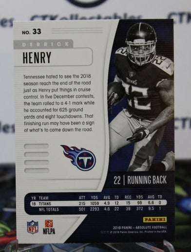 2019 PANINI ABSOLUTE DERRICK HENRY  # 33 GREEN  NFL TENNESSEE TITANS GRIDIRON  CARD