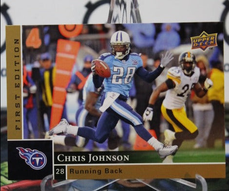 2009 UPPER DECK CHRIS JOHNSON # 143 GOLD ROOKIE  NFL TENNESSEE TITANS GRIDIRON  CARD