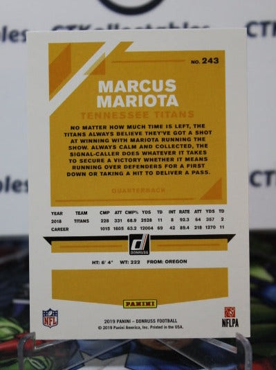 2019 PANINI DONRUSS  MARCUS MARIOTA  # 243  NFL TENNESSEE TITANS GRIDIRON  CARD