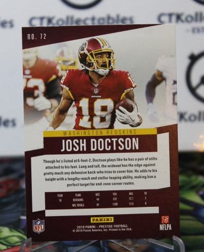 2019 PANINI PRESTIGE JOSH DOCTSON # 72 NFL WASHINGTON REDSKINS GRIDIRON  CARD