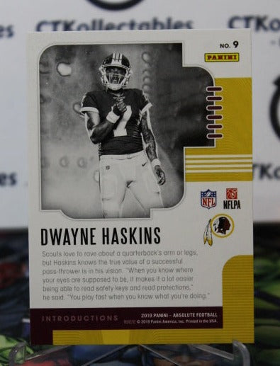 2019 PANINI ABSOLUTE DWAYNE HASKINS # 9  ROOKIE  INTRODUCTIONS NFL WASHINGTON REDSKINS GRIDIRON  CARD