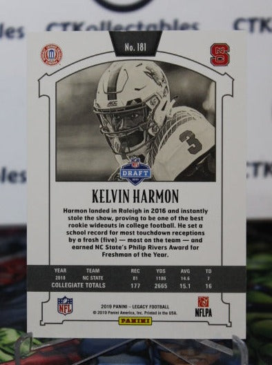 2019 PANINI LEGACY KELVIN HARMON # 181 ROOKIE NFL WASHINGTON REDSKINS GRIDIRON  CARD