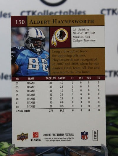 2009 UPPER DECK ALBERT HAYNESWORTH # 150 GOLD NFL WASHINGTON REDSKINS GRIDIRON  CARD