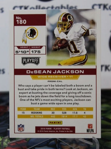 2016 PANINI PLAYOFF DeSEAN JACKSON # 180 NFL WASHINGTON REDSKINS GRIDIRON  CARD