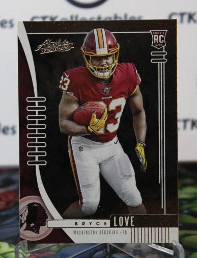 2019 PANINI ABSOLUTE BRYCE LOVE # 105 ROOKIE NFL WASHINGTON REDSKINS GRIDIRON  CARD