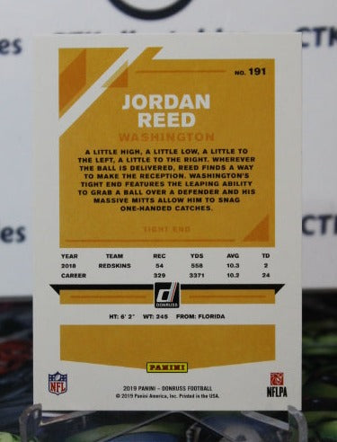 2019 PANINI DONRUSS JORDAN REED # 191 NFL WASHINGTON REDSKINS GRIDIRON  CARD