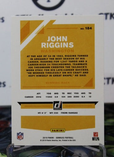 2019 PANINI DONRUSS JOHN RIGGINS # 184 NFL WASHINGTON REDSKINS GRIDIRON  CARD