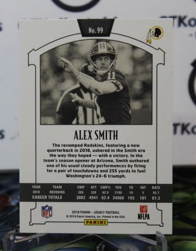 2019 PANINI LEGACY ALEX SMITH # 99 NFL WASHINGTON REDSKINS GRIDIRON  CARD