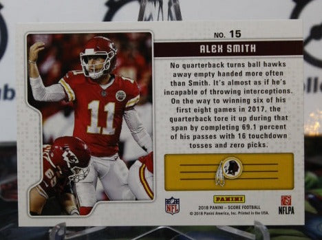 2018 PANINI SCORE ALEX SMITH # 15 SIGNAL CALLERS NFL WASHINGTON REDSKINS GRIDIRON  CARD