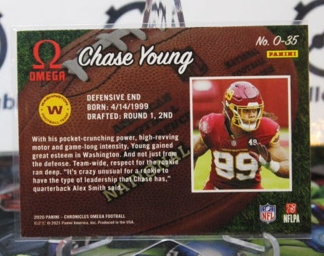 2020 PANINI OMEGA CHASE YOUNG  # O-35 ROOKIE NFL WASHINGTON REDSKINS GRIDIRON  CARD