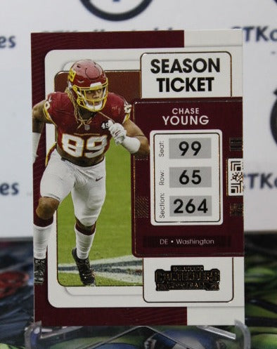 2021 PANINI CONTENDERS CHASE YOUNG  # 100 SEASON TICKET  NFL WASHINGTON REDSKINS GRIDIRON  CARD