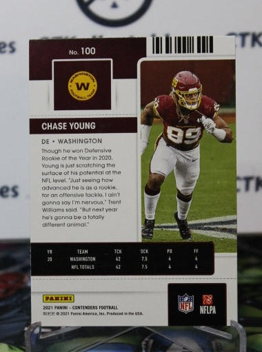 2021 PANINI CONTENDERS CHASE YOUNG  # 100 SEASON TICKET  NFL WASHINGTON REDSKINS GRIDIRON  CARD