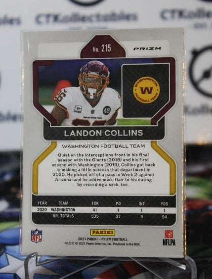 2021 PANINI LANDON COLLINS  # 215 RED WHITE BLUE PRIZM  NFL WASHINGTON REDSKINS GRIDIRON  CARD