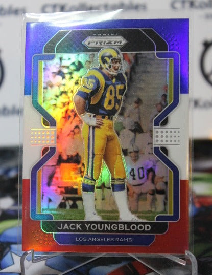 2021 PANINI PRIZM JACK YOUNGBLOOD # 73 RED WHITE BLUE PRIZM NFL LOS ANGELES RAMS  GRIDIRON  CARD