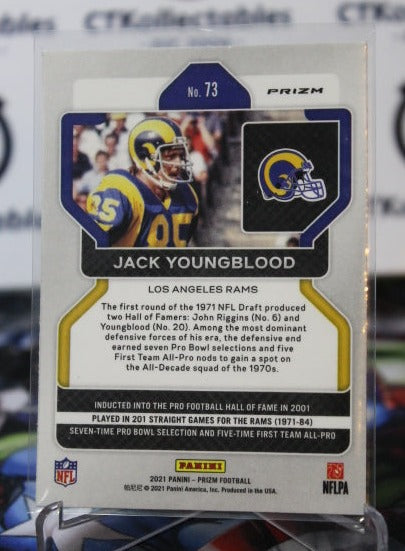 2021 PANINI PRIZM JACK YOUNGBLOOD # 73 RED WHITE BLUE PRIZM NFL LOS ANGELES RAMS  GRIDIRON  CARD