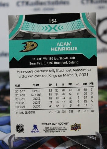 2021-22 UPPER DECK MVP ADAM HENRIQUE # 164 ANAHEIM DUCKS NHL HOCKEY CARD