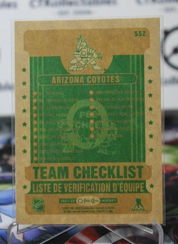 2021-22 O-PEE-CHEE TEAM CHECKLIST # 552 RETRO ARIZONA COYOTES NHL HOCKEY CARD