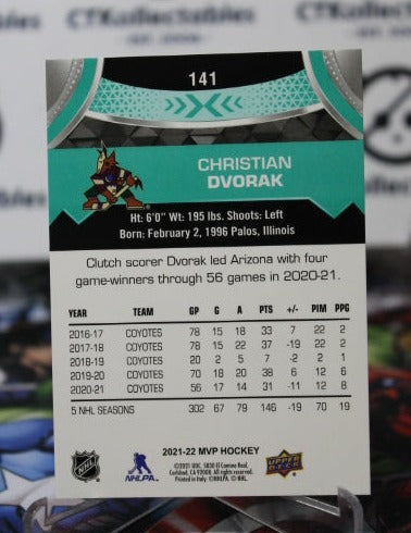 2021-22 UPPER DECK MVP CHRISTIAN DVORAK  #141 ARIZONA COYOTES NHL HOCKEY CARD