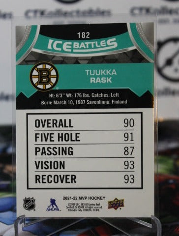 2021-22 UPPER DECK MVP TUUKKA RASK # 182 ICE BATTLES BOSTON BRUINS NHL HOCKEY CARD