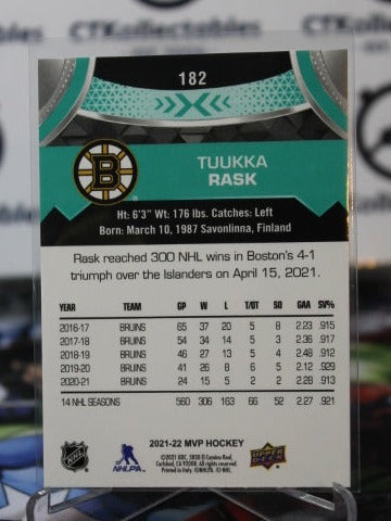 2021-22 UPPER DECK MVP TUUKKA RASK # 182 BOSTON BRUINS NHL HOCKEY CARD