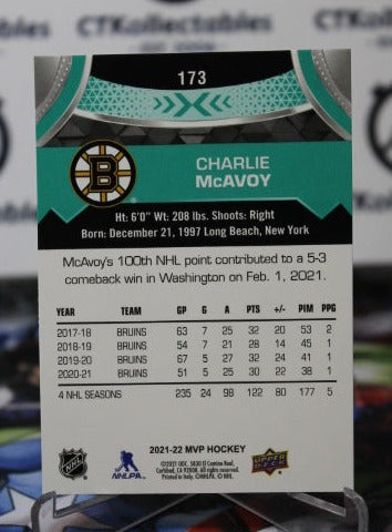 2021-22 UPPER DECK MVP CHARLIE McAVOY # 173 BOSTON BRUINS NHL HOCKEY CARD