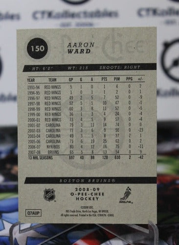 2008-09 O-PEE-CHEE AARON WARD # 150 BOSTON BRUINS NHL HOCKEY CARD