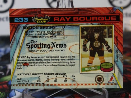 1990-91 TOPPS STADIUM CLUB RAY BOURQUE # 233  BOSTON BRUINS NHL HOCKEY CARD