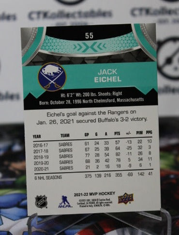 2021-22 UPPER MVP JACK EICHEL # 55 BUFFALO SABRES NHL HOCKEY TRADING CARD