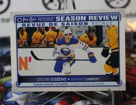 2021-22 O-PEE CHEE DYLAN COZENS # 549 ROOKIE SEASON REVIEW  BUFFALO SABRES NHL HOCKEY TRADING CARD