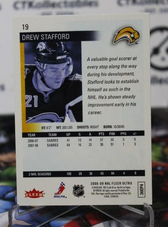 2008-09 FLEER ULTRA DREW STAFFORD # 19 BUFFALO SABRES NHL HOCKEY TRADING CARD