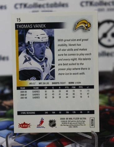 2008-09 FLEER ULTRA THOMAS VANEK # 15 BUFFALO SABRES NHL HOCKEY TRADING CARD