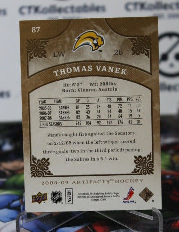 2008-09 UPPER ARTIFACTS THOMAS VANEK # 87 BUFFALO SABRES NHL HOCKEY TRADING CARD