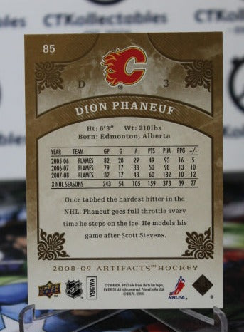 2008-09 UPPER DECK ARTIFACTS DION PHANEUF # 85  HOCKEY NHL CALGARY FLAMES  CARD