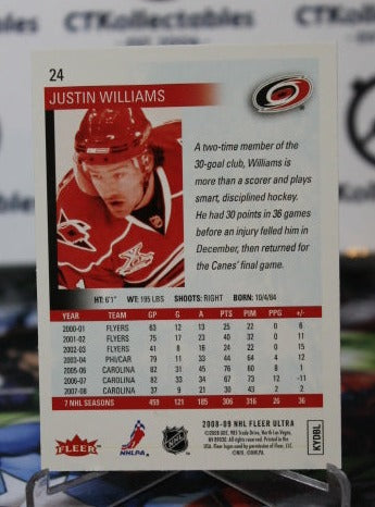 2008-09 FLEER ULTRA JUSTIN WILLIAMS # 24 CAROLINA HURRICANES NHL HOCKEY TRADING CARD