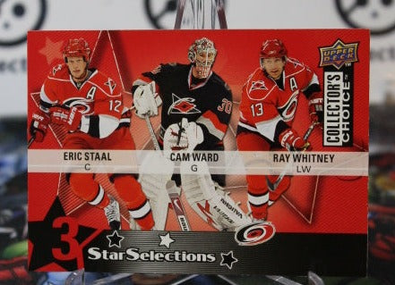 2009-10 UPPER DECK ERIC STAAL CAM WARD RAY WHITNEY # 206 THREE STAR SELECTIONS CAROLINA HURRICANES NHL HOCKEY TRADING CARD