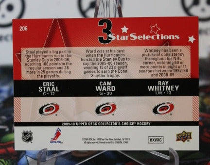 2009-10 UPPER DECK ERIC STAAL CAM WARD RAY WHITNEY # 206 THREE STAR SELECTIONS CAROLINA HURRICANES NHL HOCKEY TRADING CARD