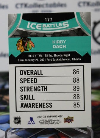 2021-22 UPPER DECK MVP KIRBY DACH # 177 ICE BATTLES CHICAGO BLACKHAWKS NHL HOCKEY TRADING CARD