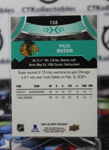 2021-22 UPPER DECK MVP PIUS SUTER # 158 ROOKIE CHICAGO BLACKHAWKS NHL HOCKEY TRADING CARD