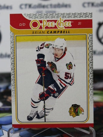 2009-10 O-PEE-CHEE BRIAN CAMPBELL # 309 CHICAGO BLACKHAWKS NHL HOCKEY TRADING CARD