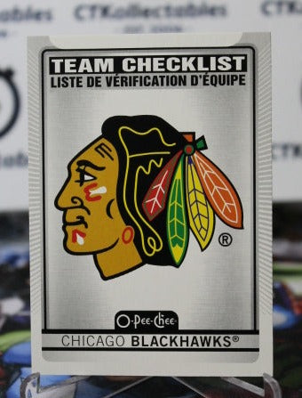 2021-22 O-PEE-CHEE TEAM CHECKLIST # 557 CHICAGO BLACKHAWKS NHL HOCKEY TRADING CARD