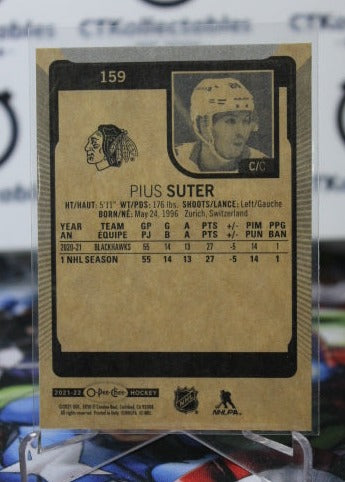 2021-22 O-PEE-CHEE PIUS SUTER # 159 ROOKIE CHICAGO BLACKHAWKS NHL HOCKEY TRADING CARD