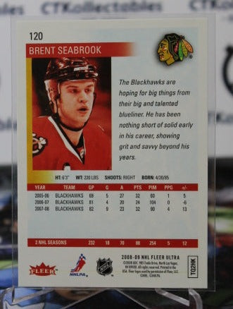 2008-09 FLEER ULTRA BRENT SEABROOK # 120 CHICAGO BLACKHAWKS NHL HOCKEY TRADING CARD